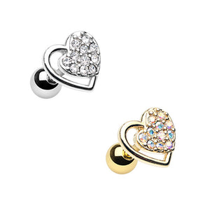Silver & Gold Dreamy Heart Cartilage Tragus Earring-WildKlass Jewelry