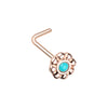 Rose Gold & Silver Tribal Goddess L-Shape Nose Ring-WildKlass Jewelry
