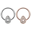 Silver & Rose Gold Glitter Opal Avice Steel Captive Bead Ring-WildKlass Jewelry