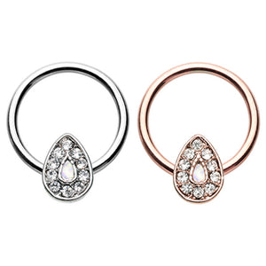 Silver & Rose Gold Glitter Opal Avice Steel Captive Bead Ring-WildKlass Jewelry