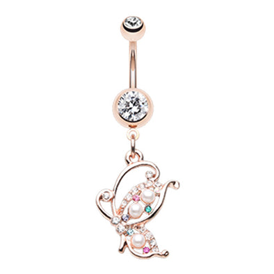 Rose Gold Madame Mariposa WildKlass Belly Button Ring-WildKlass Jewelry