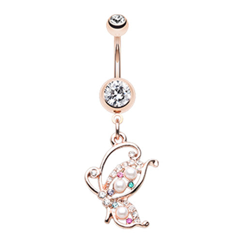 Rose Gold Madame Mariposa WildKlass Belly Button Ring-WildKlass Jewelry