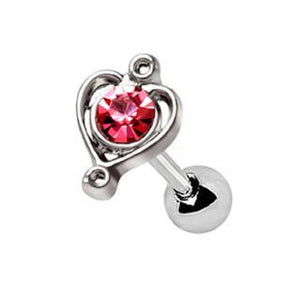 WILDKLASS 316L Stainless Steel Lovely Pink Heart Cartilage Earring-WildKlass Jewelry