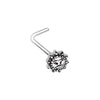 Silver & Gold Antique Etched Sun Face Nose Stud Ring-WildKlass Jewelry