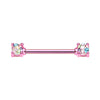 Golden & Silver & Colored Multi Color Sprinkle Dot Multi Gem Prong Set Nipple Barbell Ring-WildKlass Jewelry