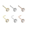 Golden & Rose Gold & Silver Benevolent Bezel Gem L-Shape Nose Ring-WildKlass Jewelry