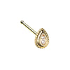 Golden & Silver & Rose Gold Classic Ornate Teardrop L-Shape Nose Ring-WildKlass Jewelry