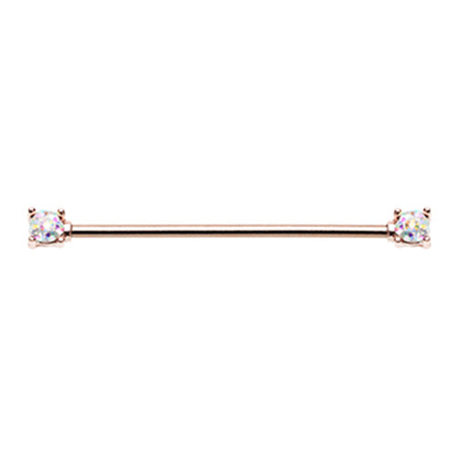 Rose Gold & Silver Sprinkle-Dot Double Prong Industrial Barbell-WildKlass Jewelry