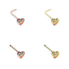 Golden & Rose Gold Power of Love Rainbow Heart L-Shape & Stud Nose Ring-WildKlass Jewelry