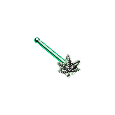 WILDKLASS Yes we Cannabis Pot Leaf Nose Stud Ring-WildKlass Jewelry