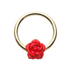 Golden Red & Silver Rose Petal Steel Captive Bead Ring-WildKlass Jewelry