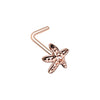 Golden & Rose Gold Wish upon a Starfish L-Shape & Stud Nose Ring-WildKlass Jewelry