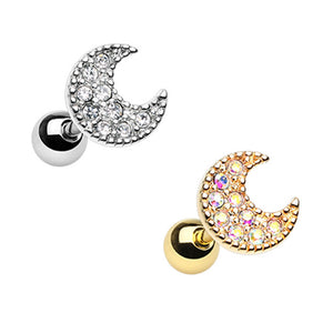 Golden & Silver DayDream Moon Cartilage Tragus Earring-WildKlass Jewelry