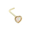 Golden & Rose Gold Glitter Opal Heart Shape L-Shape & Stud Nose Ring-WildKlass Jewelry