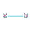 Golden & Silver & Colored Multi Color Sprinkle Dot Multi Gem Prong Set Nipple Barbell Ring-WildKlass Jewelry