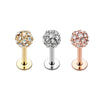 Rose Gold, Gold, Silver Full Dome Pave Top Steel Labret-WildKlass Jewelry