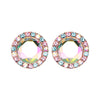 Silver, Golden, Rose Gold, Teal Round Crown Faceted Jeweled Combo Ear Stud Earrings-WildKlass Jewelry