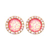 Silver, Golden, Rose Gold, Teal Round Crown Faceted Jeweled Combo Ear Stud Earrings-WildKlass Jewelry