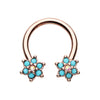 Rose Gold, Silver Turquoise Spring Flower Sparkle Horseshoe Circular Barbell-WildKlass Jewelry