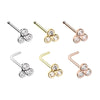 Golden & Rose Gold & Silver Bezel Trilogy L-Shape Nose Ring-WildKlass Jewelry