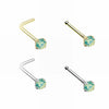 Gold, Silver Prong Set Opalite Gem Top Steel L-Shaped, Stud Nose Ring-WildKlass Jewelry