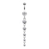 Silver & Golden & Rose Gold Crystalline Droplets Fall Belly Button Ring-WildKlass Jewelry