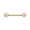 Silver & Gold Opal Twinkle Starburst Ornate Nipple Barbell Ring-WildKlass Jewelry