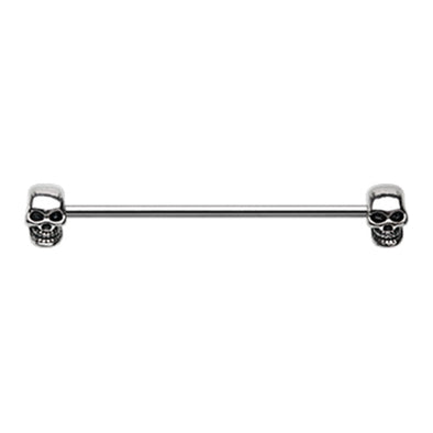 Silver & Black Skull Face Off Industrial Barbell-WildKlass Jewelry