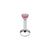 Silver, Gold, Rose Gold Gem Top Prong Set Steel Labret-WildKlass Jewelry