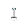 Silver, Gold, Rose Gold Gem Top Prong Set Steel Labret-WildKlass Jewelry