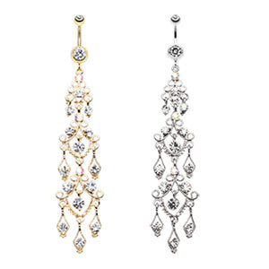 Golden & Silver Majestic Chandelier Belly Button Ring-WildKlass Jewelry