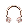 Rose Gold, Gold, Silver Full Dome Pave Ball Horseshoe Circular Barbell-WildKlass Jewelry