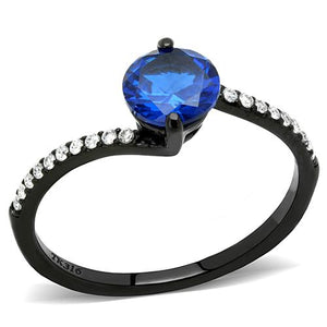 DA012 IP Black(Ion Plating) Stainless Steel Ring with Synthetic in London Blue-WildKlass Jewelry