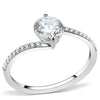 DA013 High polished (no plating) Stainless Steel Ring with AAA Grade CZ in Clear-WildKlass Jewelry