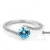 DA014 High polished (no plating) Stainless Steel Ring with AAA Grade CZ in Sea Blue-WildKlass Jewelry