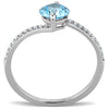 DA014 High polished (no plating) Stainless Steel Ring with AAA Grade CZ in Sea Blue-WildKlass Jewelry