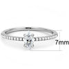 DA031 High polished (no plating) Stainless Steel Ring with Cubic in Clear-WildKlass Jewelry