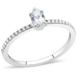 DA031 High polished (no plating) Stainless Steel Ring with Cubic in Clear-WildKlass Jewelry