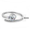 DA039 High polished (no plating) Stainless Steel Ring with AAA Grade CZ in Clear-WildKlass Jewelry