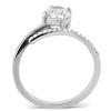 DA039 High polished (no plating) Stainless Steel Ring with AAA Grade CZ in Clear-WildKlass Jewelry