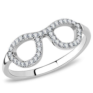 DA055 High polished (no plating) Stainless Steel Ring with AAA Grade CZ in Clear-WildKlass Jewelry