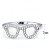 DA055 High polished (no plating) Stainless Steel Ring with AAA Grade CZ in Clear-WildKlass Jewelry