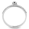 DA063 High polished (no plating) Stainless Steel Ring with AAA Grade CZ in Clear-WildKlass Jewelry