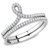 DA063 High polished (no plating) Stainless Steel Ring with AAA Grade CZ in Clear-WildKlass Jewelry