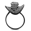 DA128 IP Black(Ion Plating) Stainless Steel Ring with AAA Grade CZ in Clear-WildKlass Jewelry