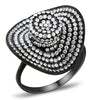 DA128 IP Black(Ion Plating) Stainless Steel Ring with AAA Grade CZ in Clear-WildKlass Jewelry