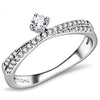 DA153 High polished (no plating) Stainless Steel Ring with AAA Grade CZ in Clear-WildKlass Jewelry
