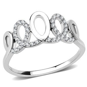 DA258 High polished (no plating) Stainless Steel Ring with AAA Grade CZ in Clear-WildKlass Jewelry