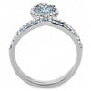 DA268 High polished (no plating) Stainless Steel Ring with AAA Grade CZ in Sea Blue-WildKlass Jewelry