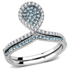 DA268 High polished (no plating) Stainless Steel Ring with AAA Grade CZ in Sea Blue-WildKlass Jewelry